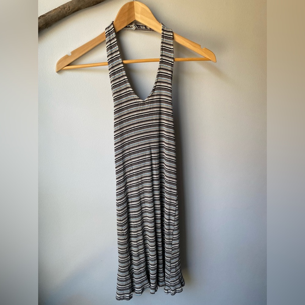 American Eagle V Neck Halter Stripped Mini Dress Size Small